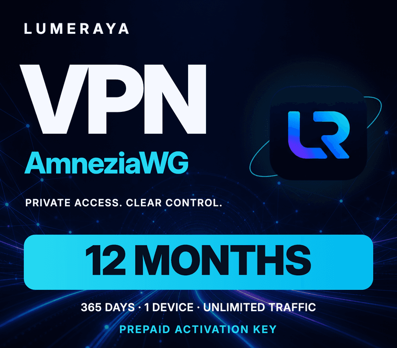 Lumeraya VPN - AmneziaWG 12-month Activation Code