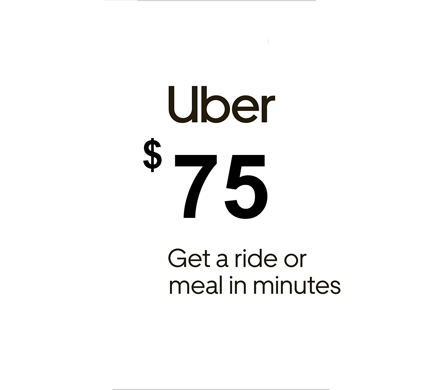 Uber $75 US Gift Card