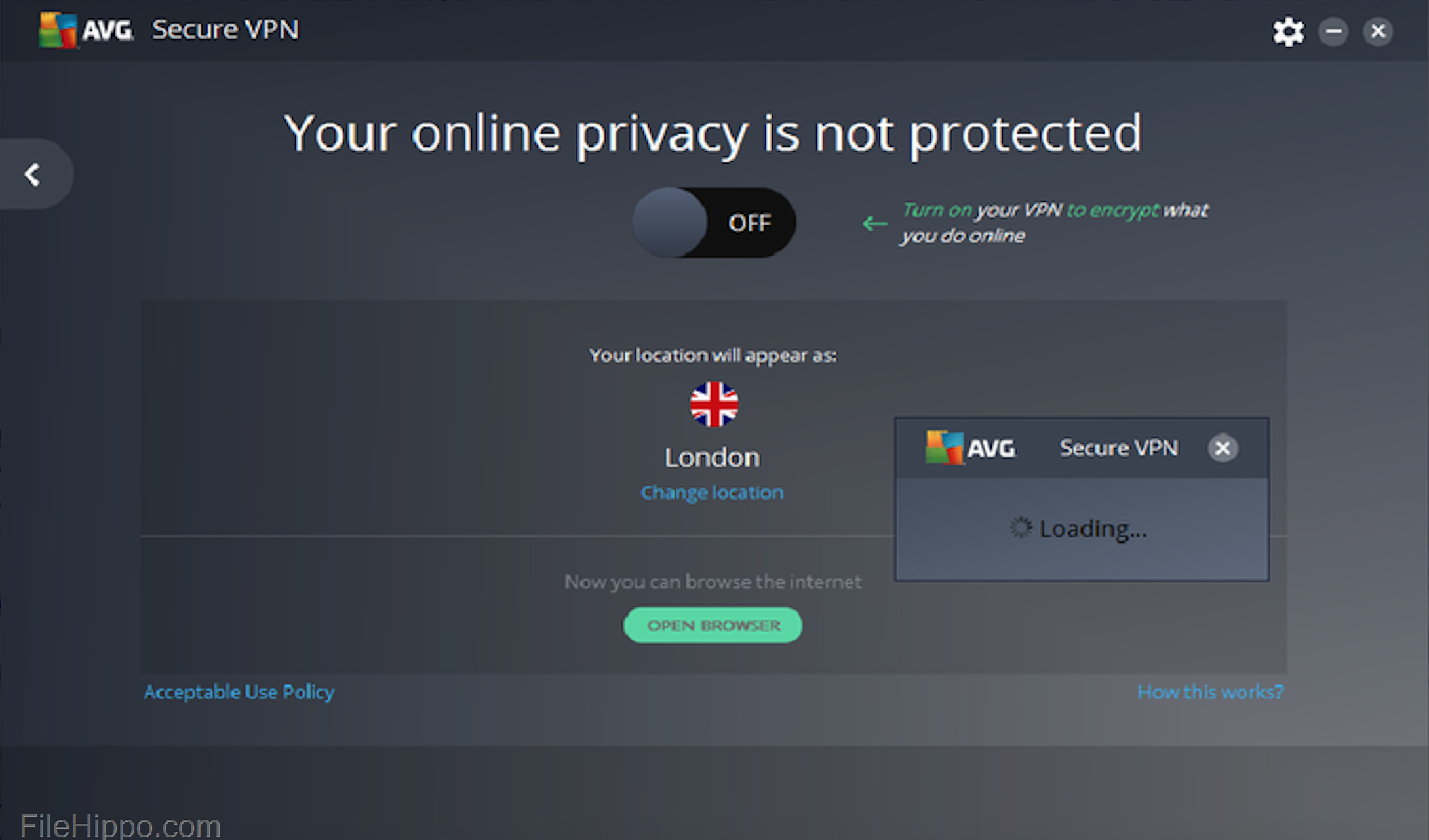 AVG Secure VPN Key (1 Year / 10 Devices) screenshot 1