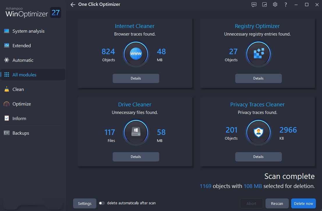 Ashampoo WinOptimizer 27 Key (3 PCs) screenshot 3