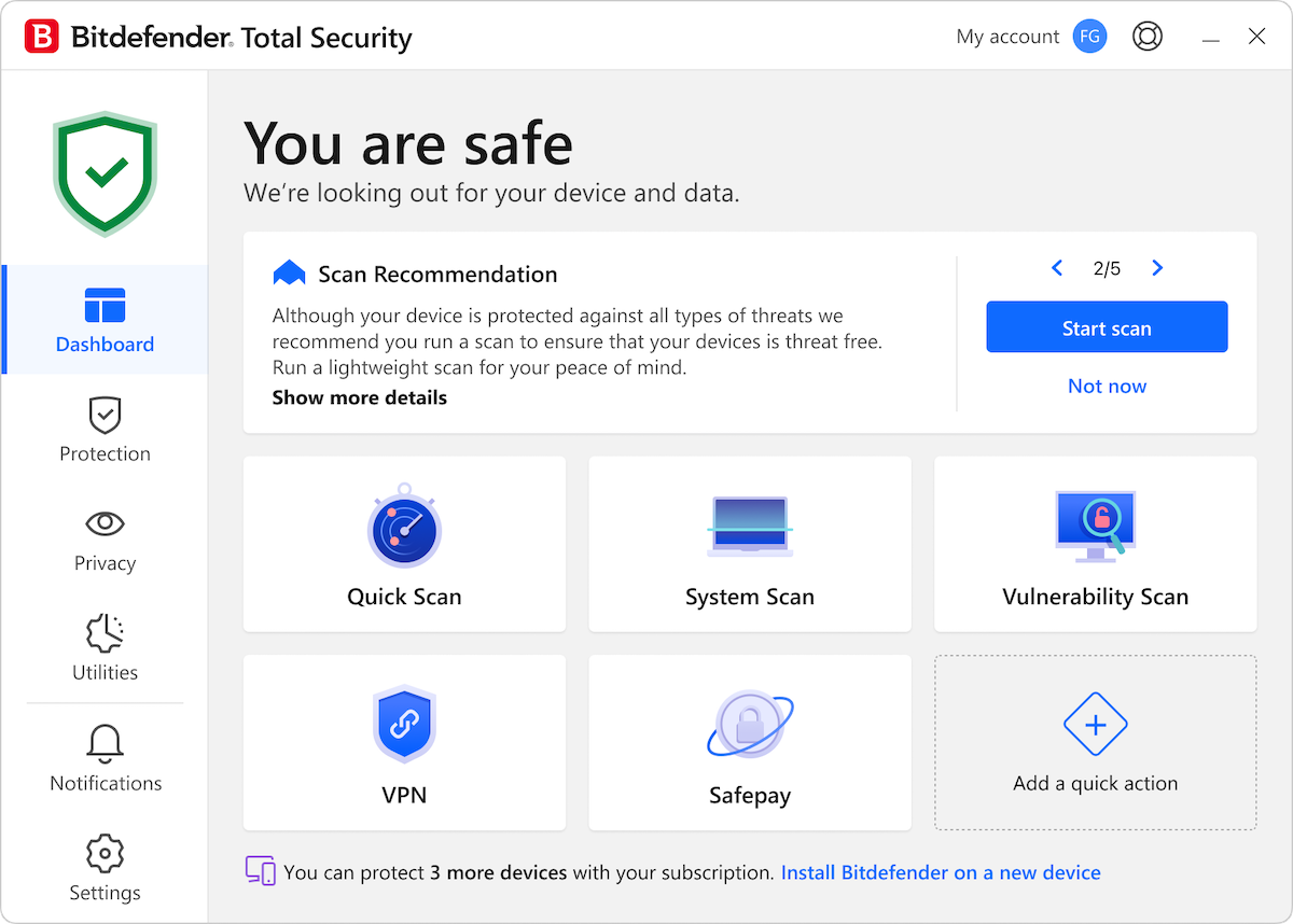 Bitdefender Total Security 2026 EU Key (1 Year / 3 Devices) screenshot 1