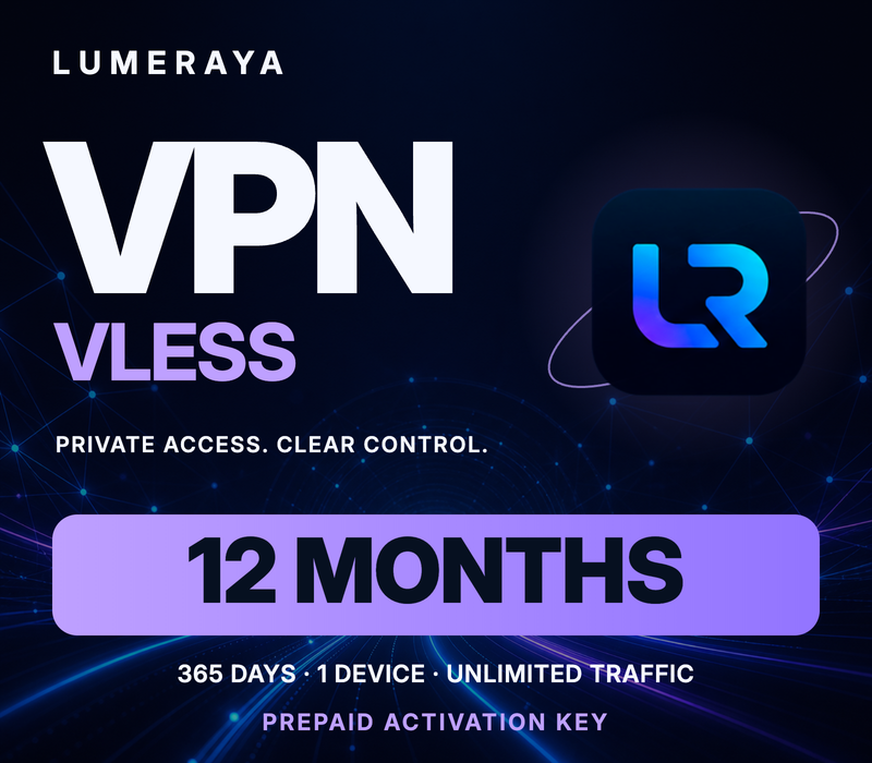Lumeraya VPN - VLESS 12-month Activation Code