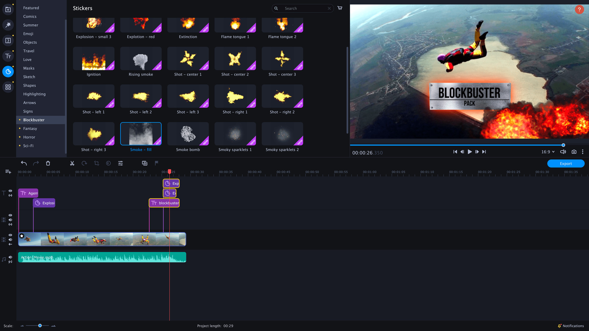 Movavi Video Editor Plus 2021 Effects - Cinematic Set DLC Steam CD Key screenshot 4