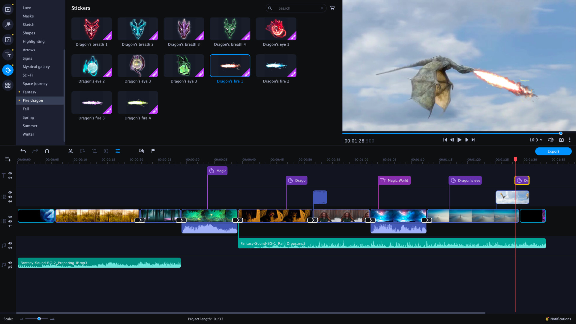 Movavi Video Editor Plus 2022 - Magic World Set DLC Steam CD Key screenshot 1