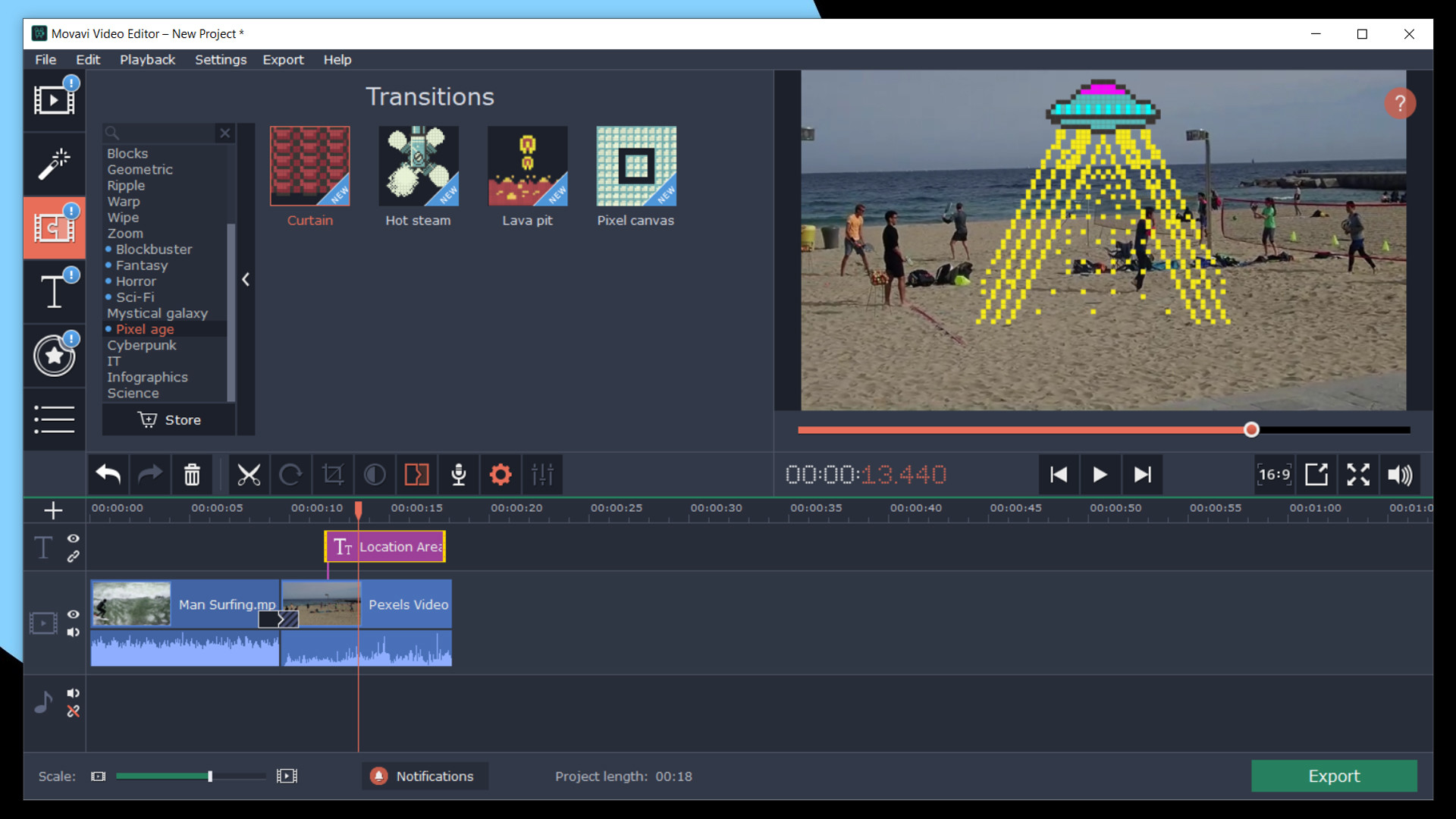 Movavi Video Editor Plus 2020 - Pixel Age Pack DLC Steam CD Key screenshot 1