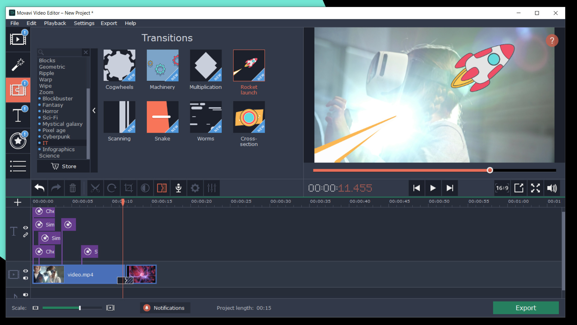 Movavi Video Editor Plus 2020 - Technology Set Effects DLC Steam CD Key screenshot 3