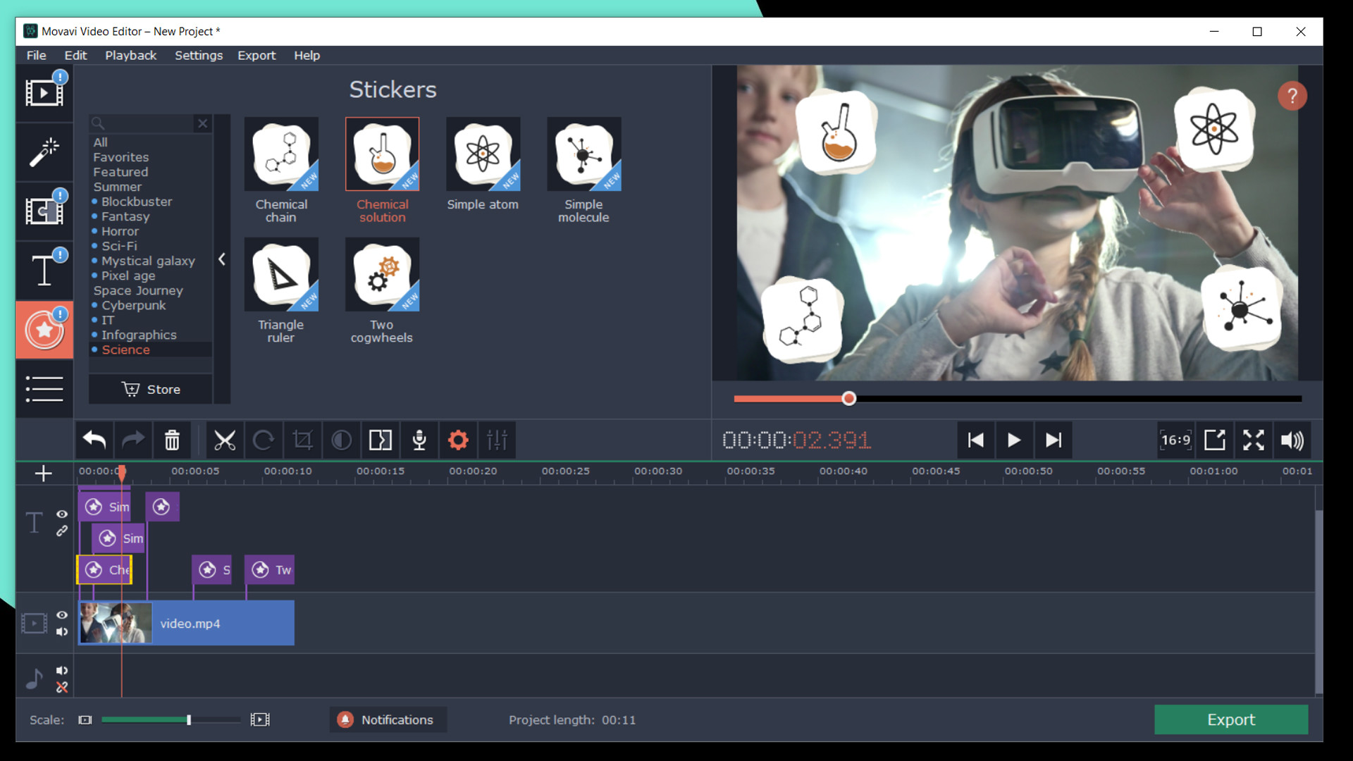 Movavi Video Editor Plus 2020 - Technology Set Effects DLC Steam CD Key screenshot 2