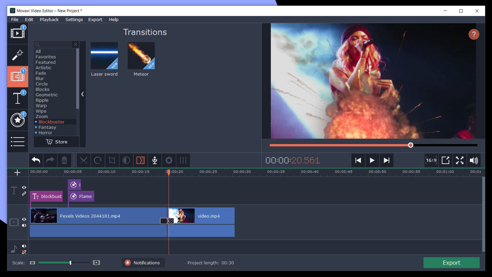 Movavi Video Editor Plus 2020 - Cinematic Set Effects DLC Steam CD Key screenshot 2