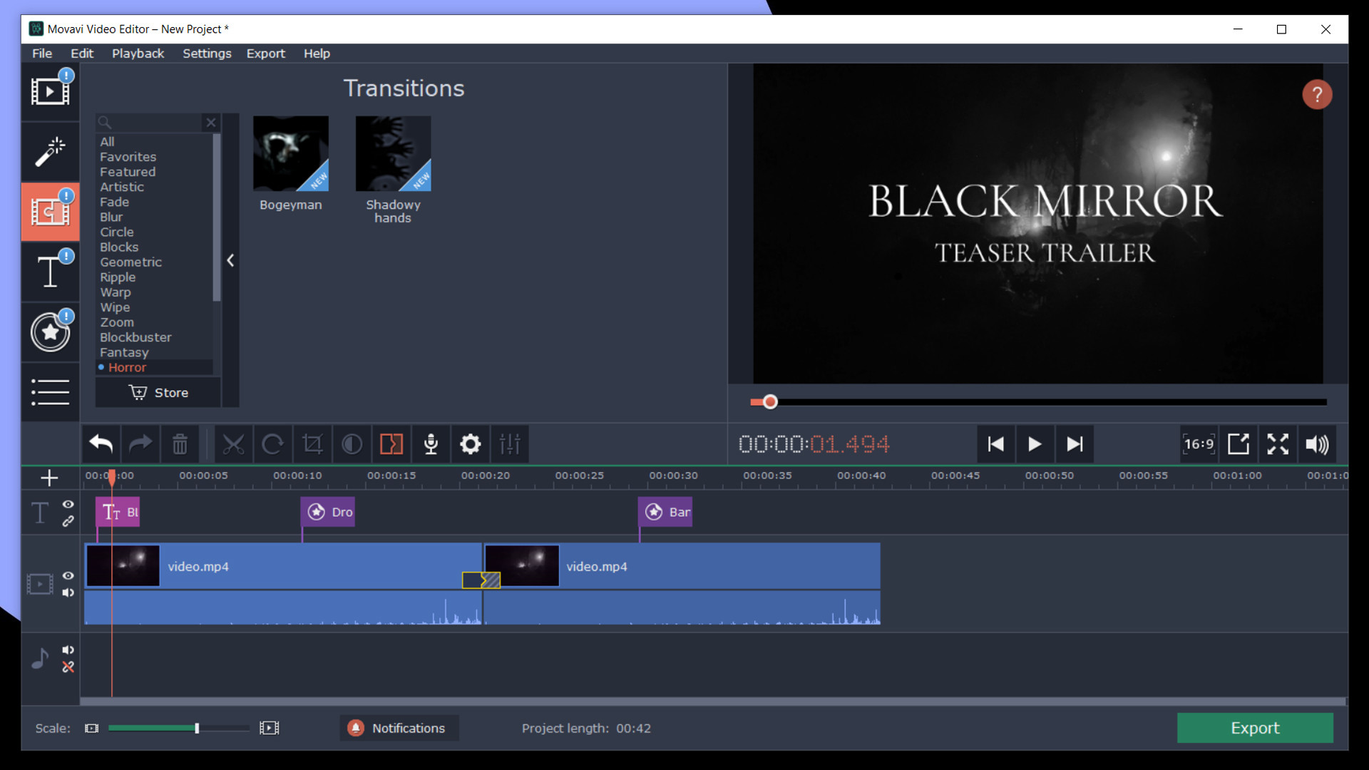 Movavi Video Editor Plus 2020 - Cinematic Set Effects DLC Steam CD Key screenshot 4