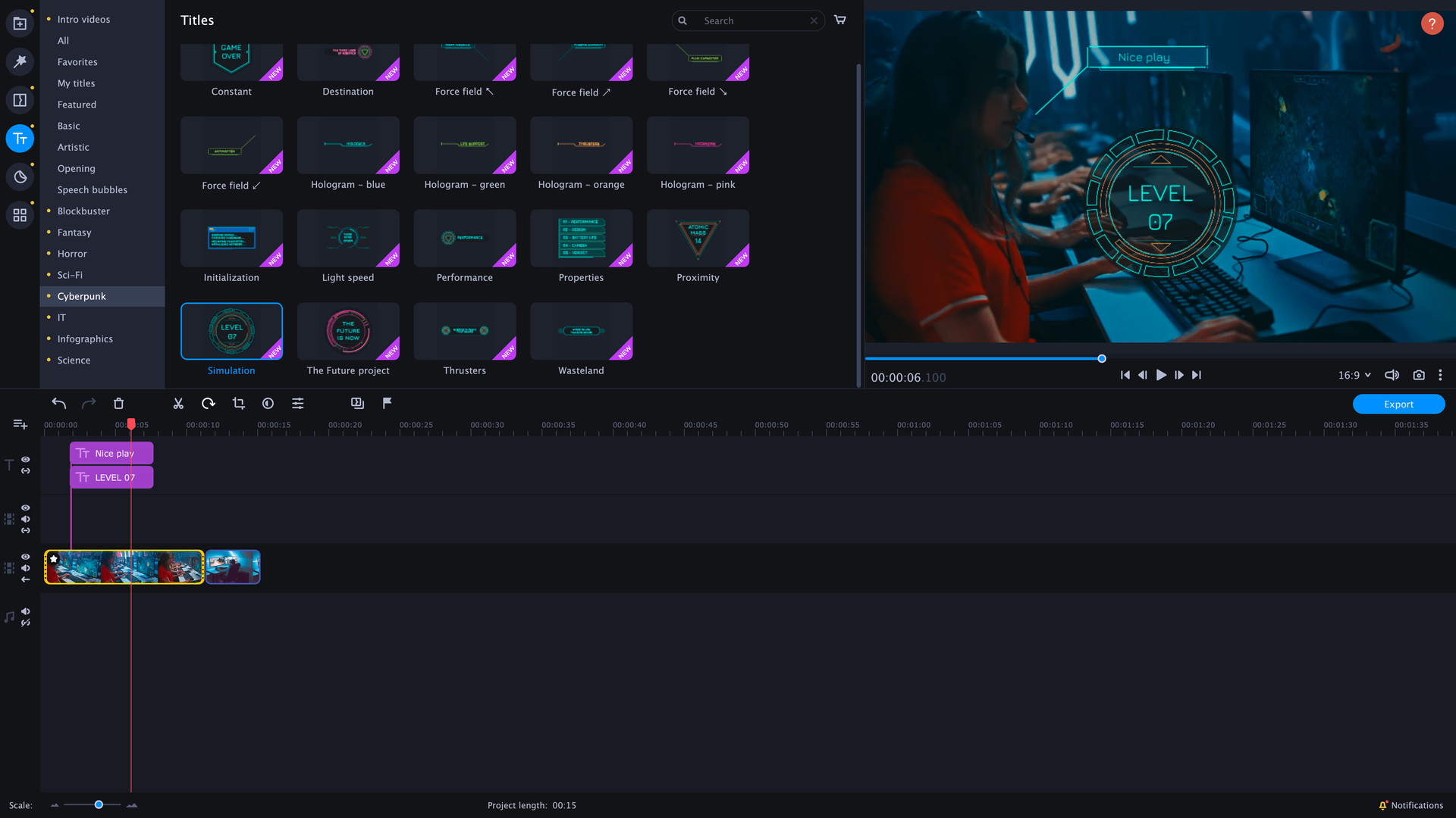Movavi Video Editor Plus 2021 Effects - Technology Set Steam CD Key screenshot 1