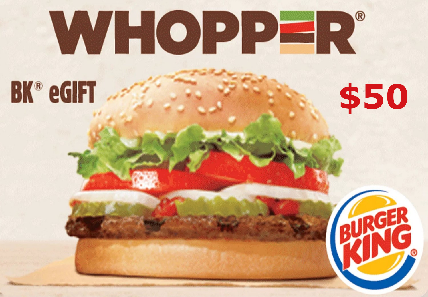 Burger King $50 Gift Card US screenshot 1