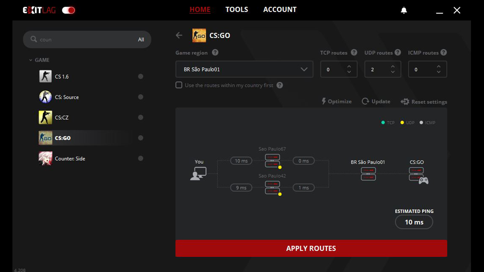 ExitLag Monthly RoW Subscription Plan screenshot 2