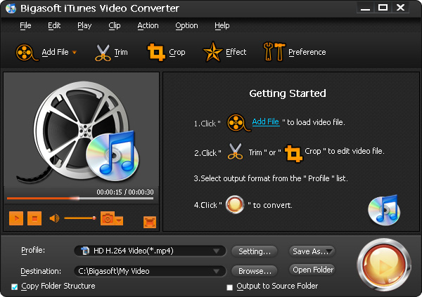 Bigasoft iTunes Video Converter PC CD Key screenshot 1
